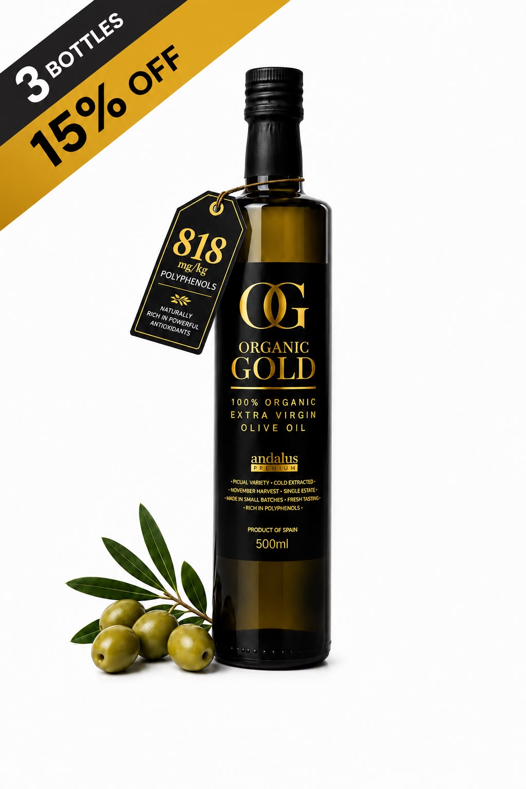 Andalus Organic Gold Organic Extra Virgin Olive Oil 500ml